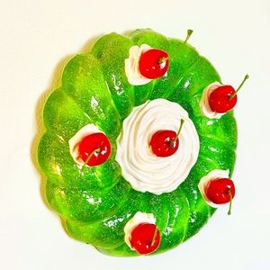 Funky Kitschy Glitter Fake Food Pop Art Jello Cake Wall Hanging